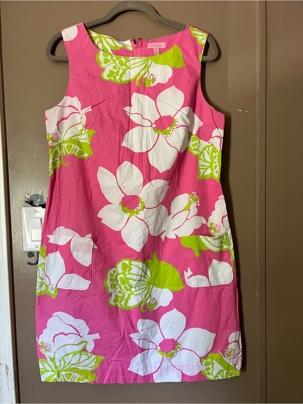 Lilly Pulitzer Pink Mini Dress with Lime Floral Accents